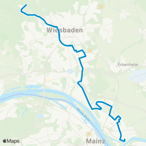 Mainzer Verkehrsgesellschaft Graf-v.-Galen-Str. (Klarenthal) ↔︎ Winterstr. (Kostheim) map