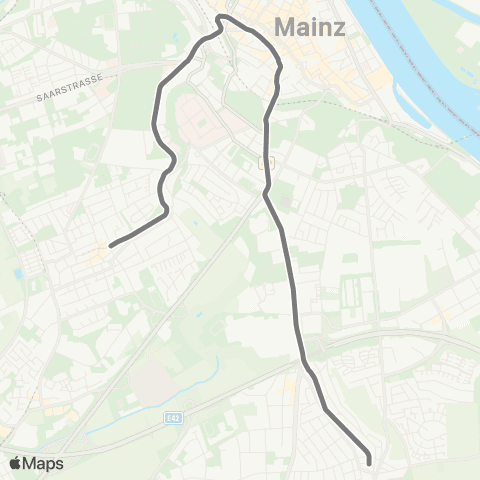 Mainzer Verkehrsgesellschaft Mainz Hbf  ↔︎ Am Schinnergraben  (Hechtsheim) map