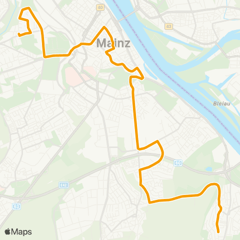 Mainzer Verkehrsgesellschaft Ketteler-Kolleg (Hartenberg) ↔︎ Hans-Zöller-str.  (Laubenheim) map