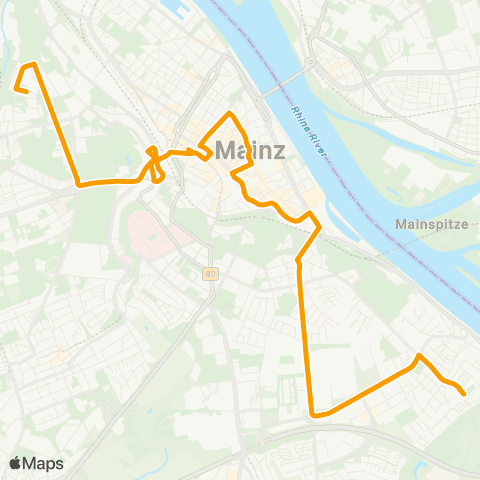 Mainzer Verkehrsgesellschaft Brückenpl.  ↔︎ Paul-Gerhardt-Weg  (Weisenau) map