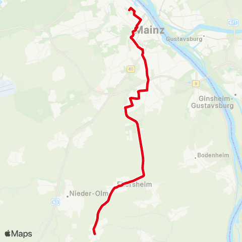 Mainzer Verkehrsgesellschaft Goethepl.  ↔︎ Hahnheimer str. (Zornheim) map