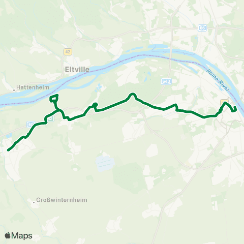Mainzer Verkehrsgesellschaft Ingelheim Bf B ↔︎ Mainz Hbf map