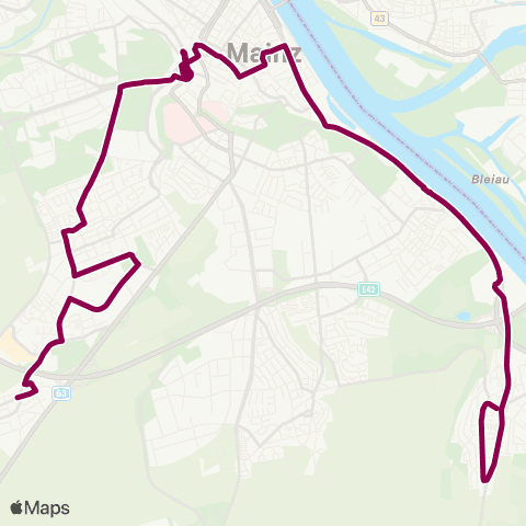 Mainzer Verkehrsgesellschaft Marienborn Bf  ↔︎ Rüsselsheimer Alle  (Laubenheim) map