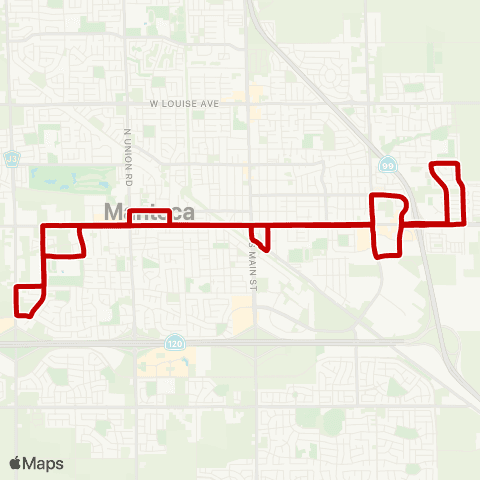 Manteca Transit Route 1 map