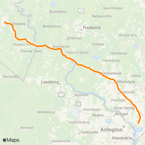 MARC Brunswick - Washington map