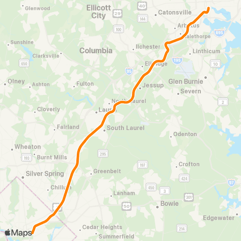 MARC Camden - Washington map