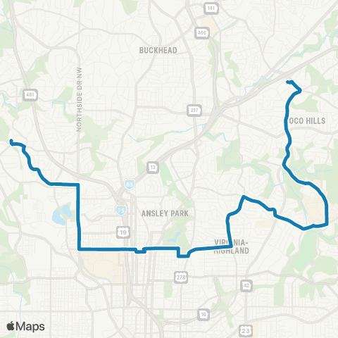 MARTA Defoor Avenue / Virginia Highland map