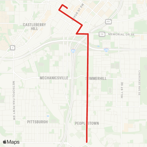 MARTA Rapid A Line map