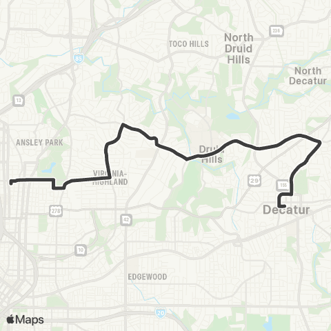 MARTA N Decatur Road / Virginia Highland map