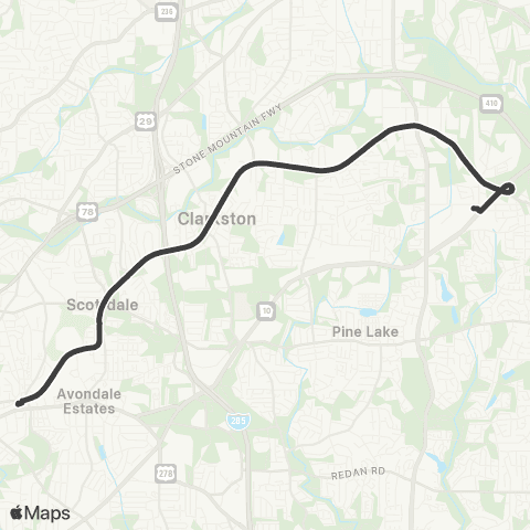 MARTA East Ponce De Leon Avenue map