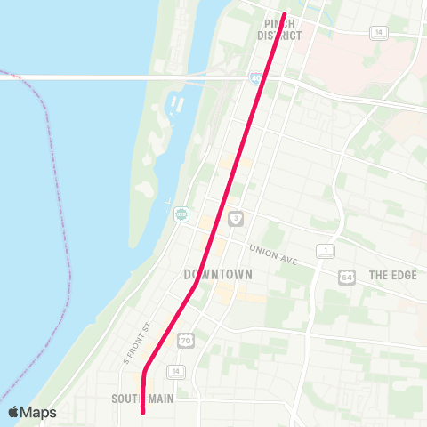 MATA Trolley Main Line map