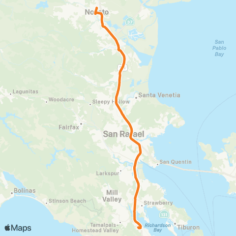 Marin Transit Novato - Marin City map