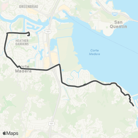 Marin Transit Paradise Cay - Redwood HS map
