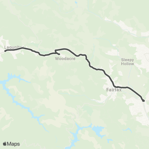 Marin Transit Lagunitas - Sir Francis Drake HS - San Anselmo Hub map
