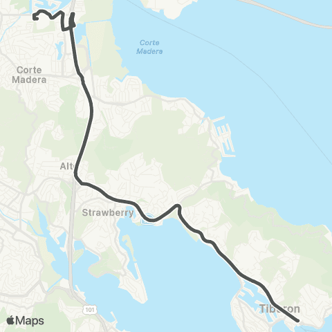 Marin Transit Tiburon - Redwood HS map