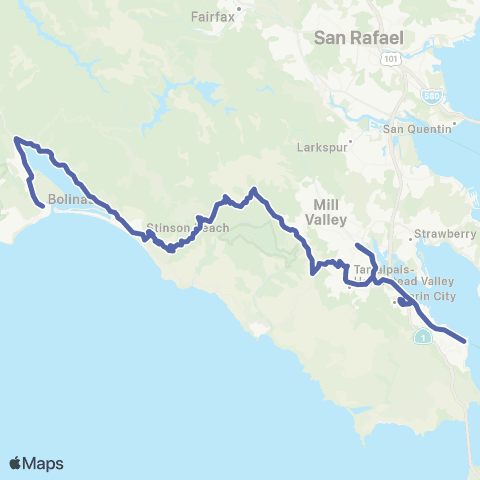 Marin Transit Sausalito - Bolinas map