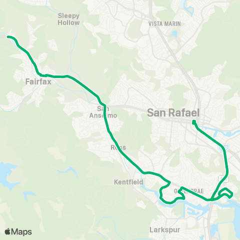 Marin Transit Downtown San Rafael - Fairfax Manor map
