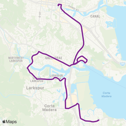 Marin Transit Downtown San Rafael - E. Corte Madera map