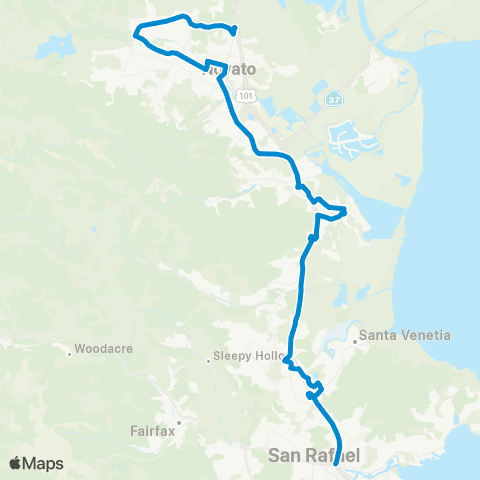 Marin Transit Downtown San Rafael - Novato San Marin map
