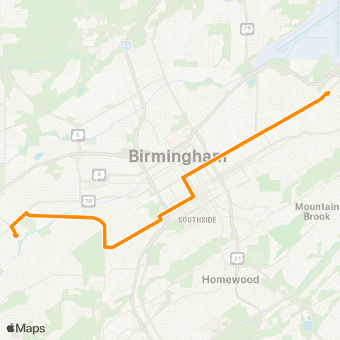 MAX Transit BX-Birmingham Express map