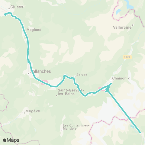 Mont-Blanc Bus Navette du tunnel du Mont-Blanc map