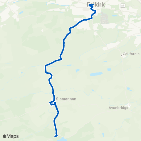 Midland Bluebird (McGill's Scotland East) Limerigg Turning Circle - Asda map