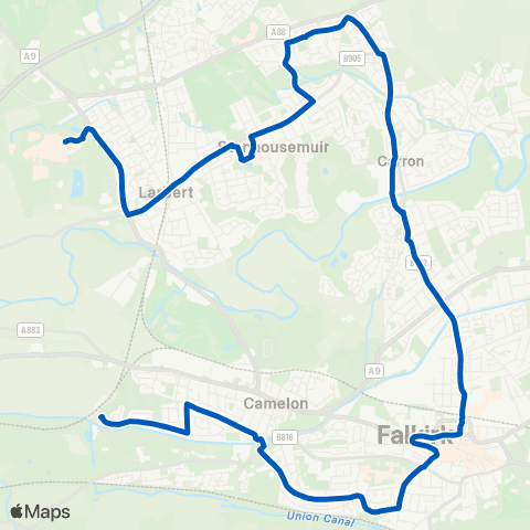 Midland Bluebird (McGill's Scotland East) Ochiltree Ter Terminus - Forth Val Royal Hosp map