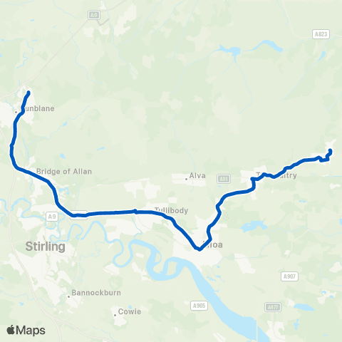 Midland Bluebird (McGill's Scotland East) Queen Victoria Sch - The Ness Turning Circle map
