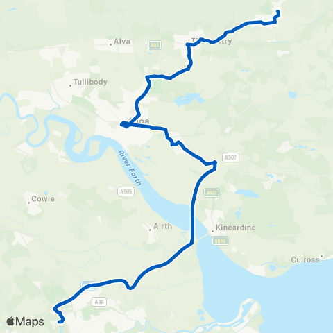 Midland Bluebird (McGill's Scotland East) The Ness Turning Circle - Forth Val Royal Hosp map