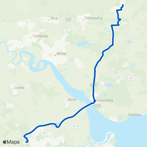 Midland Bluebird (McGill's Scotland East) Forth Val Royal Hosp - The Ness Turning Circle map