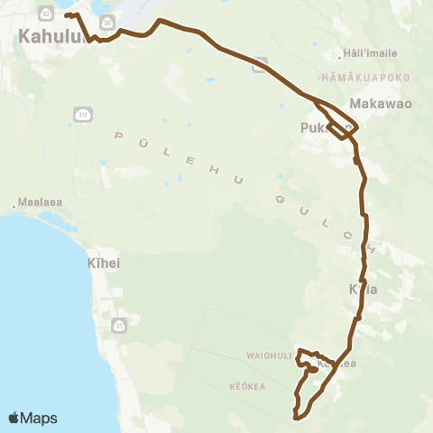 Maui Bus Kula Islander map