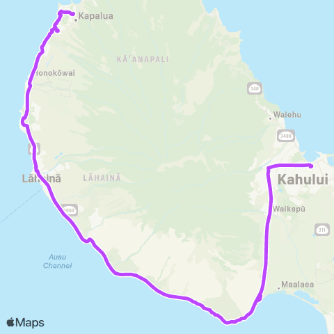 Maui Bus West Maui Express map