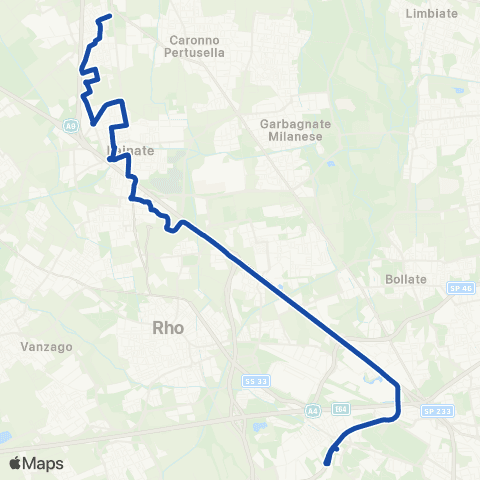 Movibus Origgio / Lainate - Milano M1 Molino Dorino map