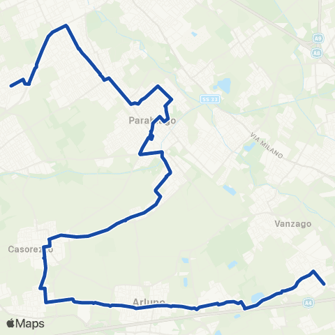 Movibus Vittuone - Arluno - Ossona / Parabiago - Villa Corte map