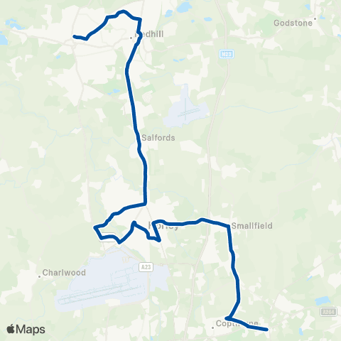 Metrobus The Duke's Head - Reigate Sixth Form Coll map