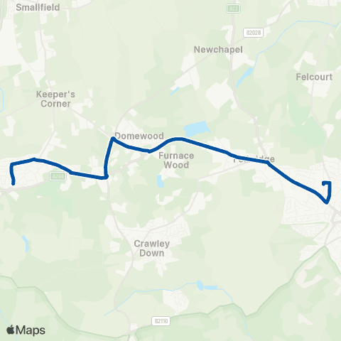 Metrobus Church Lane - Imberhorne Lower School map