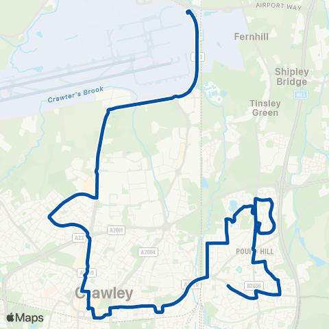 Metrobus Atlantic House - Pound Hill Parade map