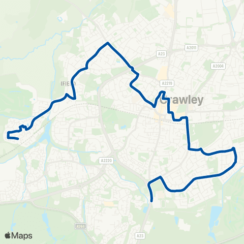 Metrobus K2 Leisure Centre - Yewlands Walk map