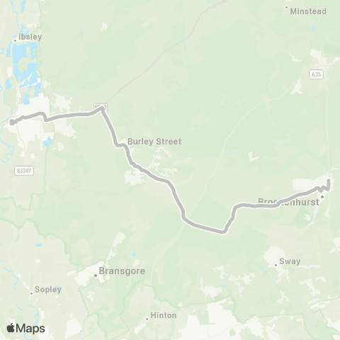 morebus Meeting House Lane - Brockenhurst Coll map