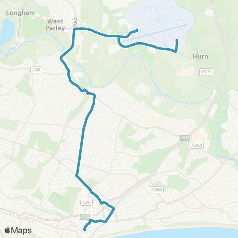 morebus Bournemouth Airport - Westover Road map