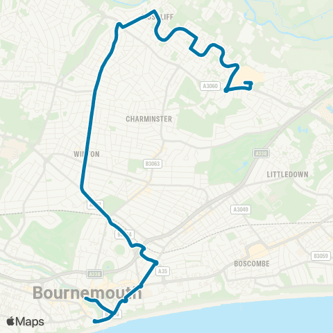 morebus Castlepoint - Bournemouth Square map
