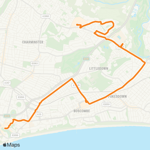 morebus Bournemouth Square - Castlepoint map