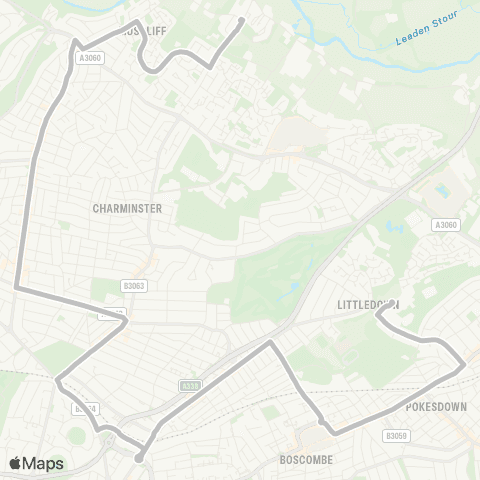 morebus Throop Church - Avonbourne School map