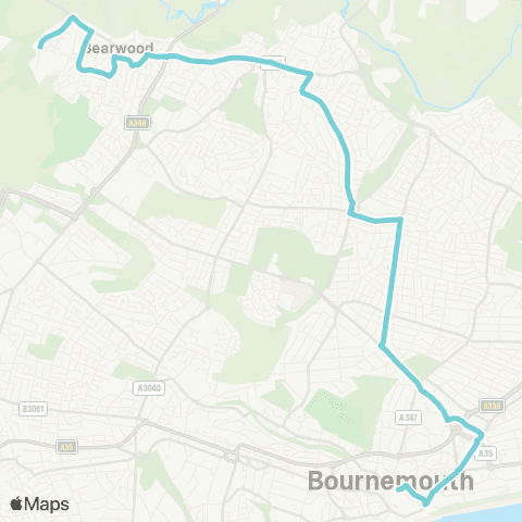 morebus Beaumaris Road - Bournemouth Square map