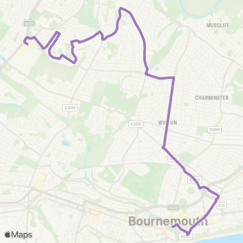 morebus Dominion Road - Bournemouth Square map