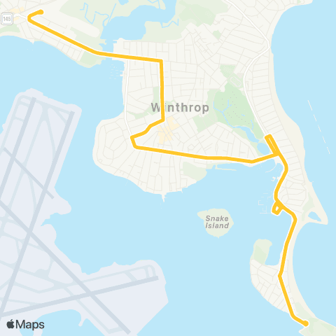 MBTA Point Shirley - Orient Hts via Winthrop Ctr map