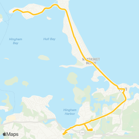 MBTA Pemberton Point, Hull - Sta St, Hingham map