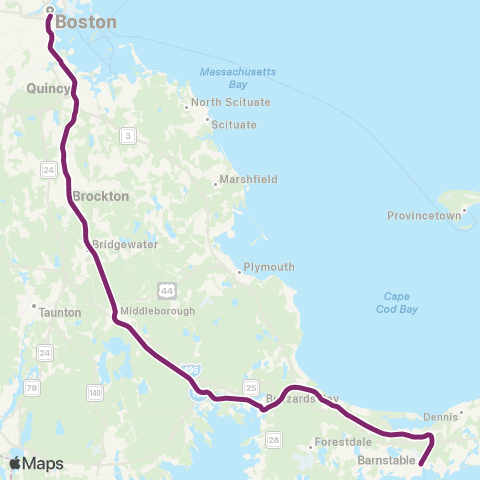 MBTA CapeFLYER map