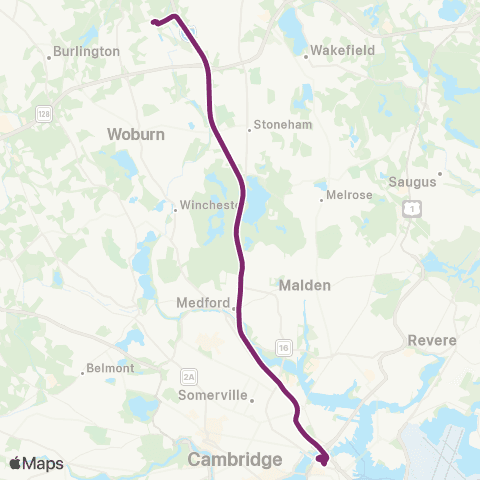 MBTA Anderson / Woburn - N Station (Express) map