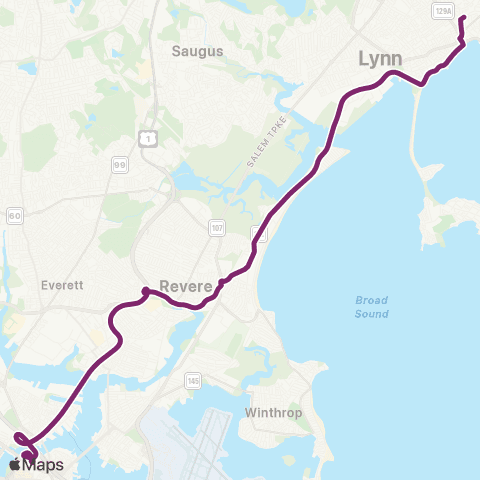 MBTA Swampscott - North Station (Express) map
